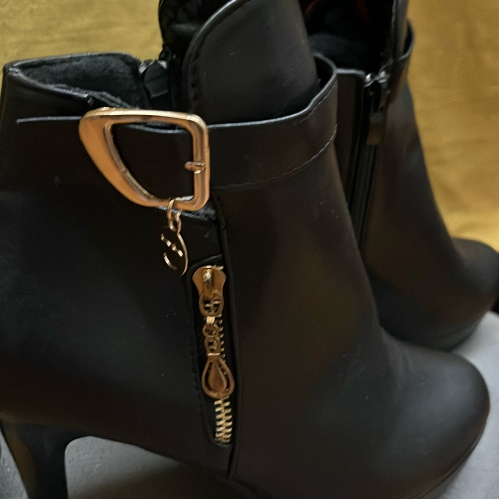 Black Ankle Boots with High Heel and Strap Detail.NWOT - Picture 3 of 6